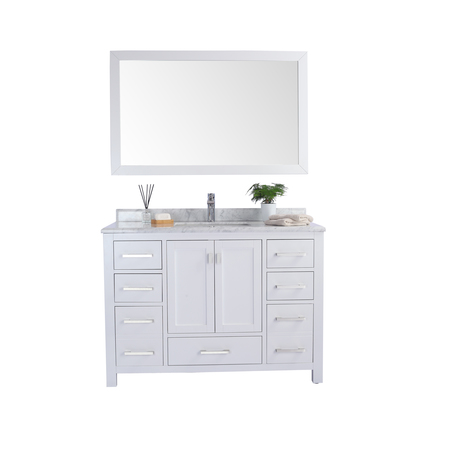 LAVIVA Wilson 48, White Cabinet & White Carrara Countertop 313ANG-48W-WC